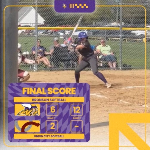 Bronson softball sweeps Big 8 DH from Union City